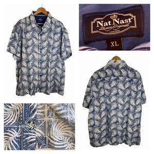 Nat Nest Hawaiian shirt, men’s L blue silk blend Size XL